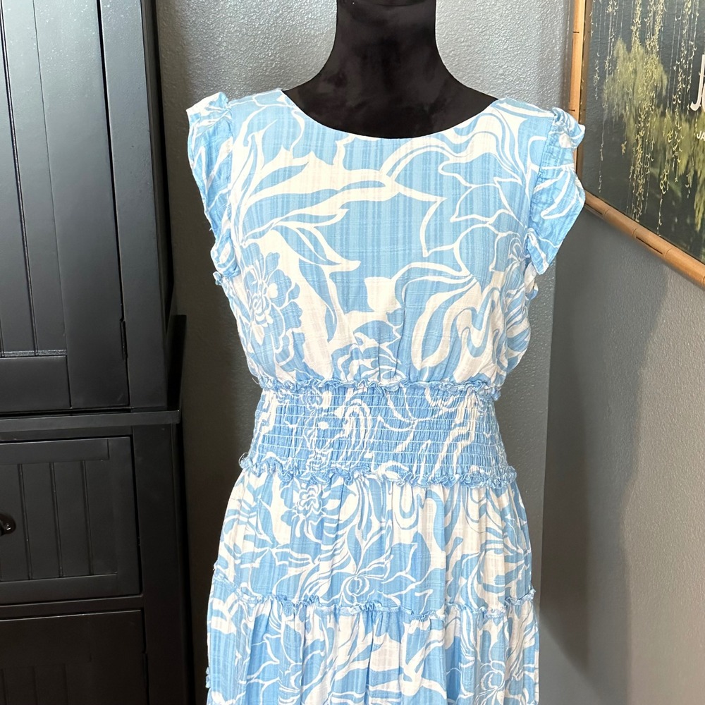 Lily Rose Juniors Medium White Floral Smocked Mini Dress Cottagecore Boho - Picture 2 of 8